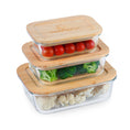 Load image into Gallery viewer, 640ml 1050ml 1520ml, Glass Food Container Set with Bamboo Lid !!
