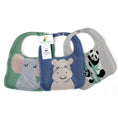 Load image into Gallery viewer, Purely Mama 100% Organic Cotton Baby Bibs – Set of 3 (Elephant | Hippo | Panda)