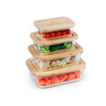 Load image into Gallery viewer, 370ml, 640ml, 1050ml and 1520ml, Glass Food Container Set with Bamboo Lid !!