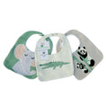 Load image into Gallery viewer, Purely Mama Organic Cotton Baby Bibs for Boys & Girls – Set of 3 (Elephant, Crocodile & Panda)