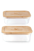 Load image into Gallery viewer, 370ml and 640ml, Glass Food Container Set with Bamboo Lid !!
