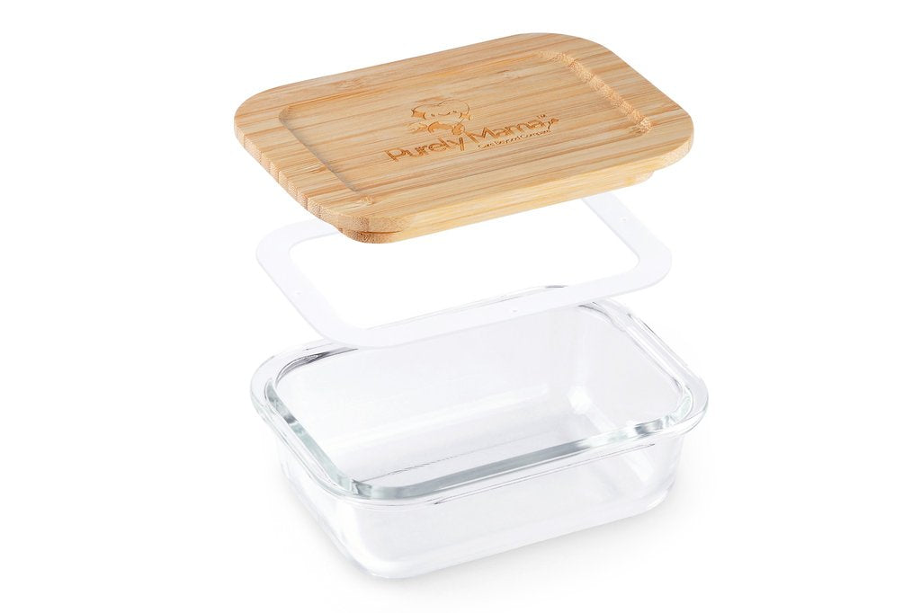 Purely Mama 1520ml Large Glass Storage Container with Bamboo Lid