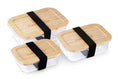 Load image into Gallery viewer, Purely Mama Bamboo Lid Glass Containers Set of 3 Airtight Food Storage, 640ml 1050ml 1520ml, Plastic Free, BPA Free, Microplastic Safe
