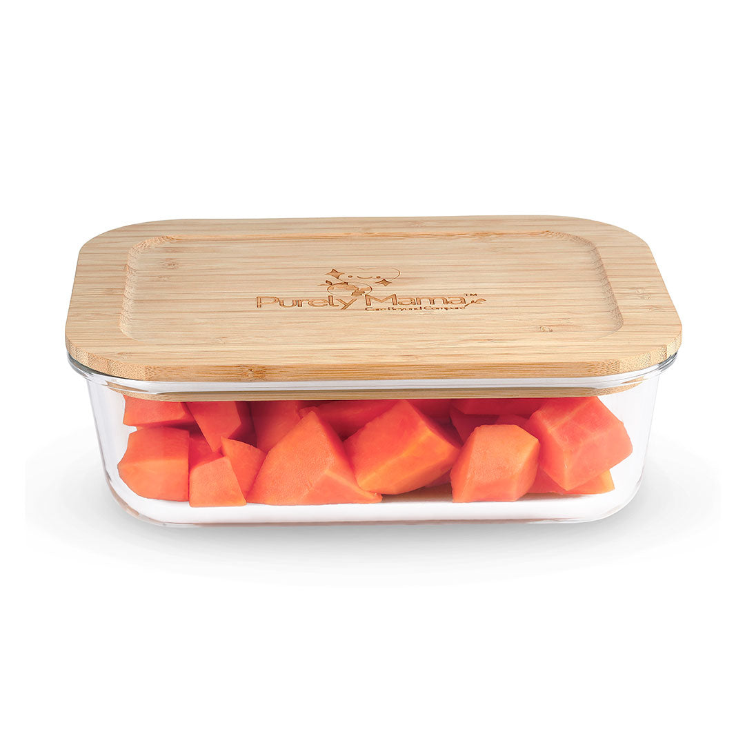 370ml Glass Food Container with Bamboo Lid !!