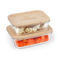 Load image into Gallery viewer, 370ml and 640ml, Glass Food Container Set with Bamboo Lid !!
