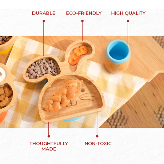 tabbit the rabbit bamboo suction plate with bamboo bowl from purely mama