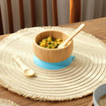 Load image into Gallery viewer, Bamboo Bowl With Suction- Blue
