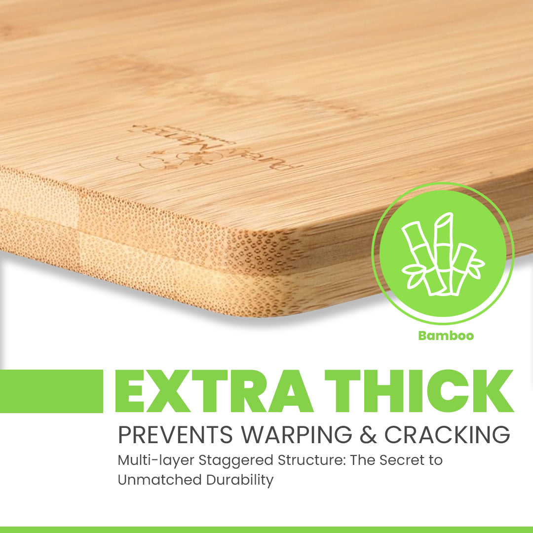Bamboo Chopping Board Set of 2 with Stand