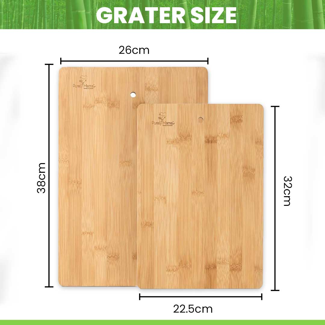 Bamboo Chopping Board Set of 2 with Stand