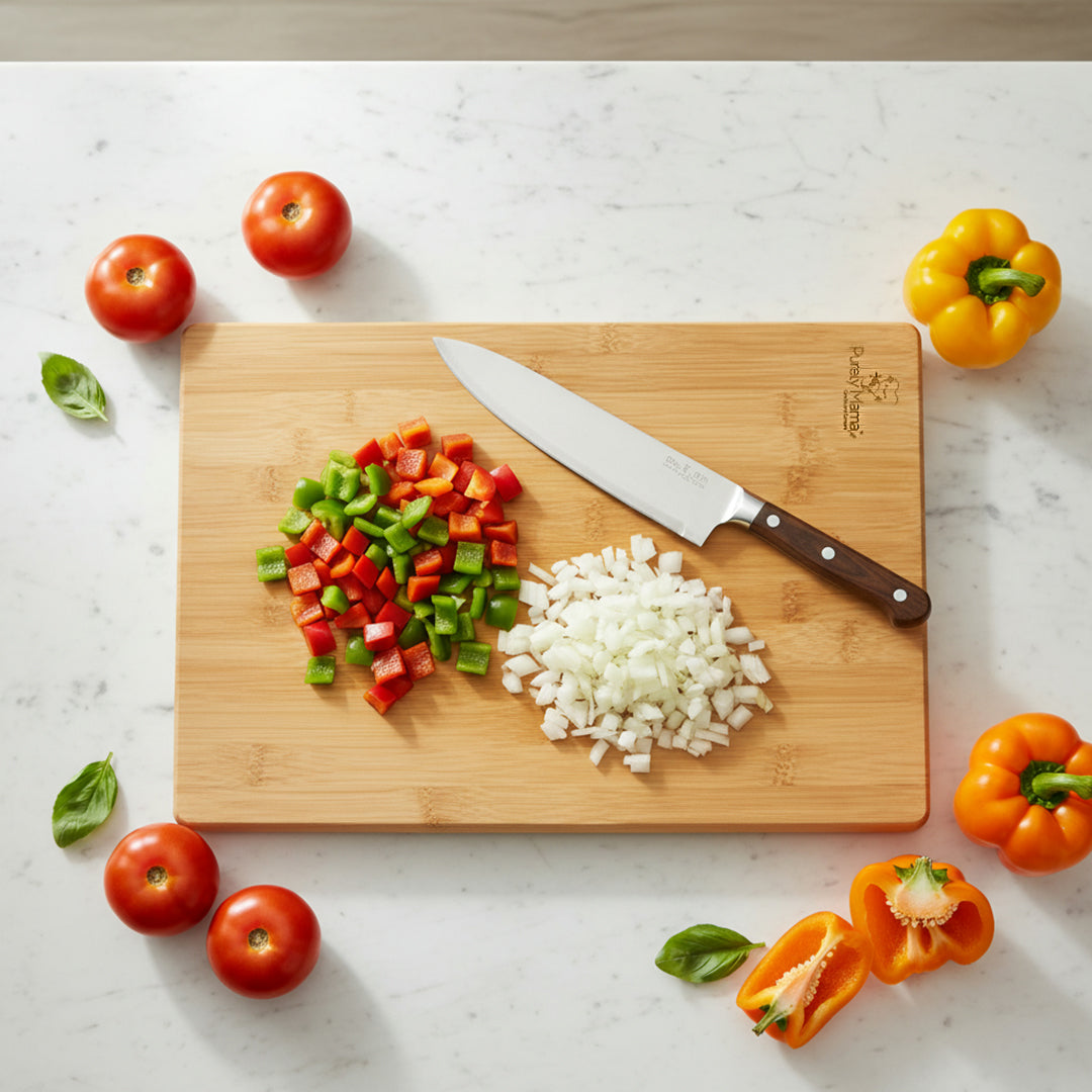 Bamboo Chopping Board Set of 2 with Stand