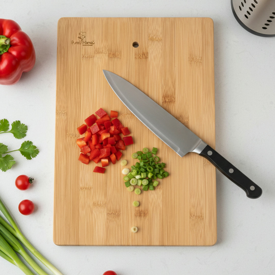 Bamboo Chopping Board Set of 2 with Stand