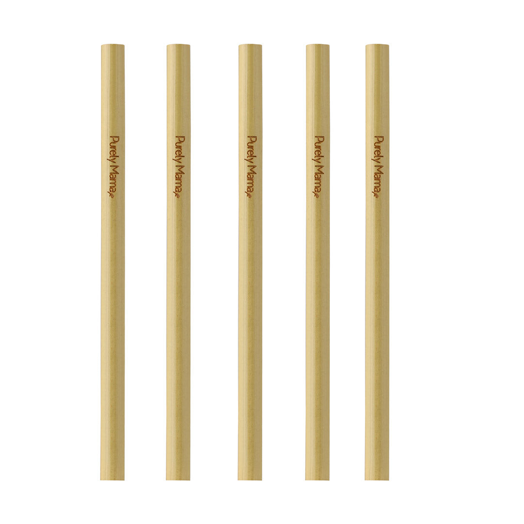 Set of 5 Bamboo Straws – 10cm & 15cm