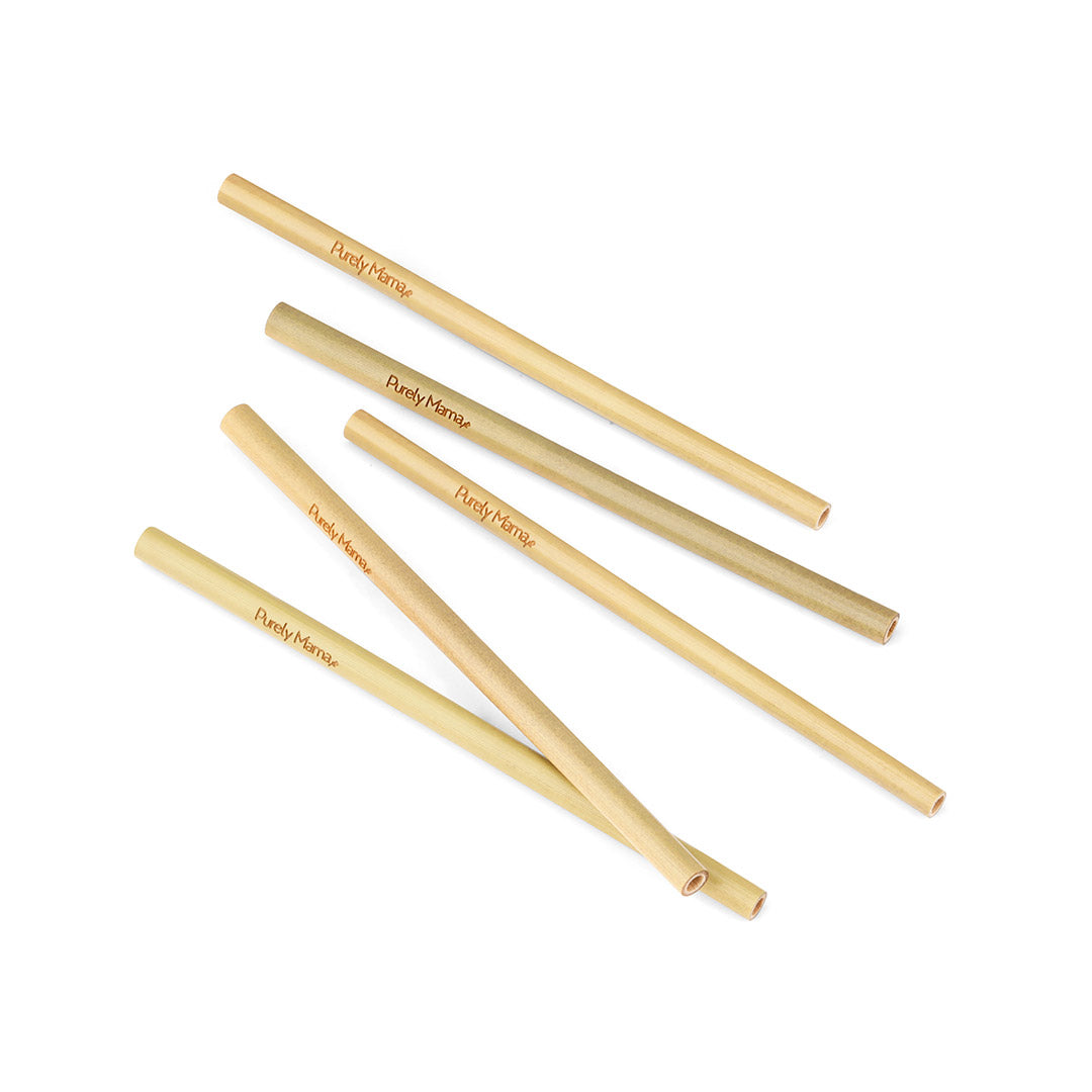 Set of 5 Bamboo Straws – 10cm & 15cm