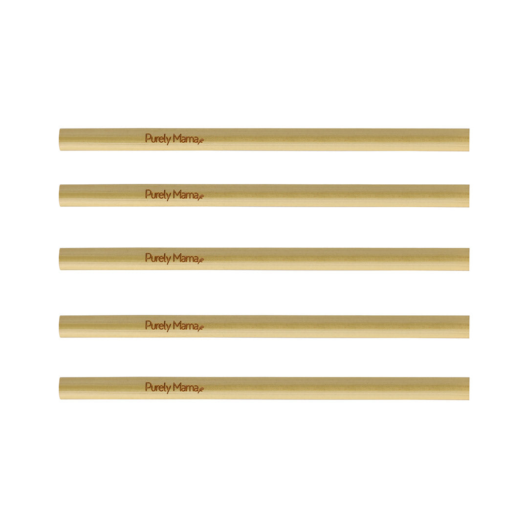 Set of 5 Bamboo Straws – 10cm & 15cm