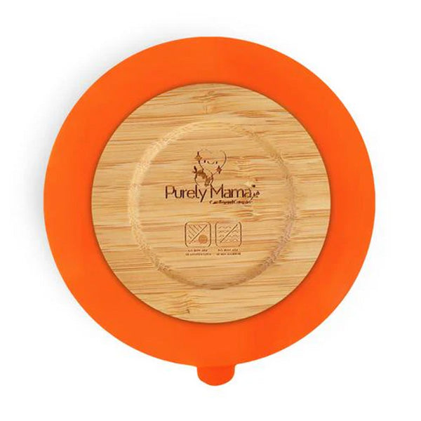 Bamboo Bowl With Suction- Orange