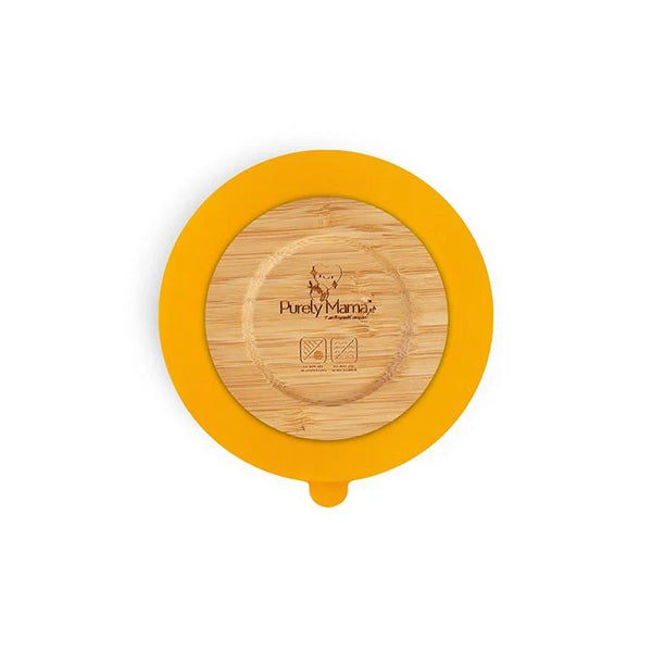 Bamboo Bowl With Suction- Yellow