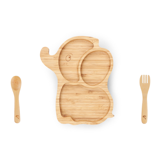 Trunkie-Bamboo Suction Plate with cutlery from purely mama
