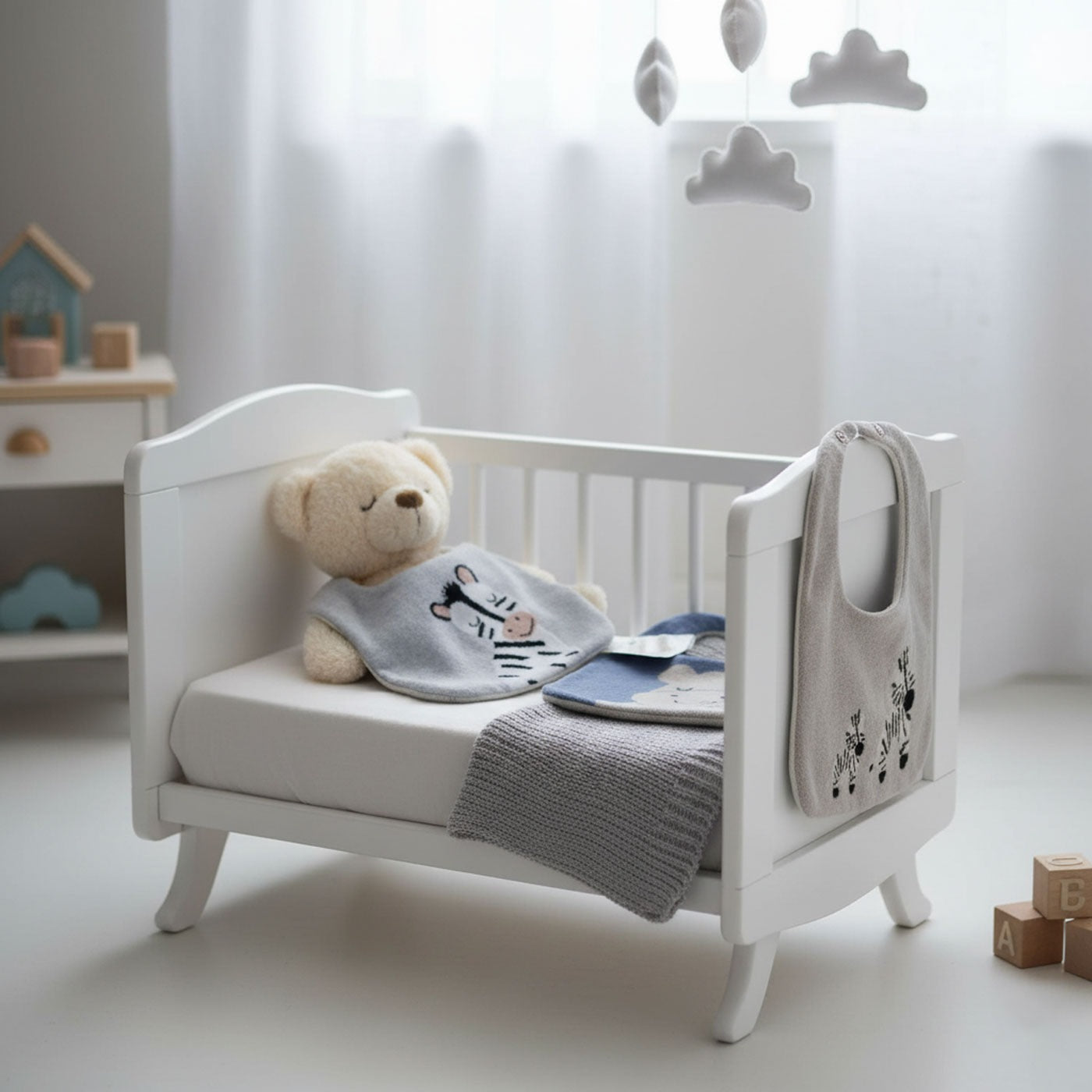 Purely Mama 100% Organic Cotton Baby Bibs – Set of 3 (Zebra | Hippo | Zebra Family)