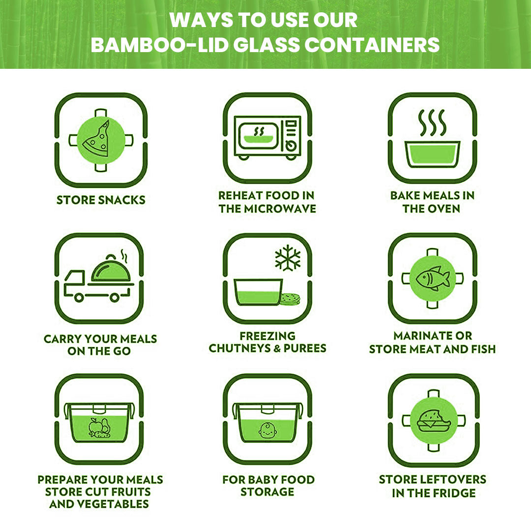 1050ml Glass Food Container with Bamboo Lid !!