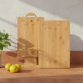 Load image into Gallery viewer, Bamboo Chopping Board Set of 2 with Stand
