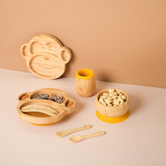 Coby The Monkey!! Bamboo Dinner Set For Toddlers and Kids!!