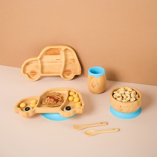 Wheelee The Car!! Bamboo Dinner Set For Toddlers and Kids!!