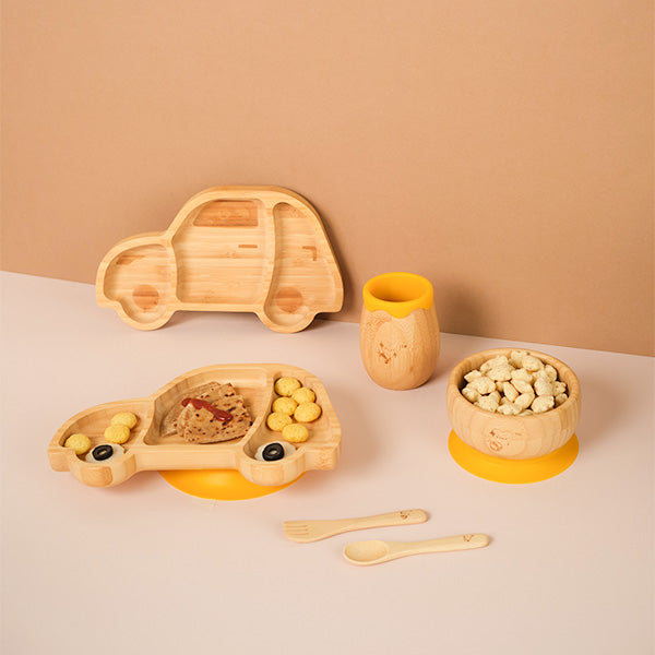 Wheelee The Car!! Bamboo Dinner Set For Toddlers and Kids!!