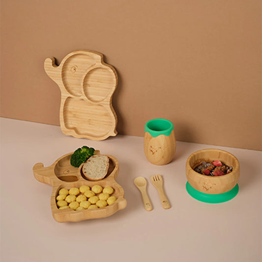 Bamboo Bowl With Suction- Green