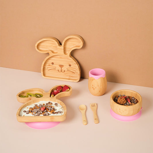 Tabbit The Rabbit!! Bamboo Dinner Set For Toddlers and Kids!!