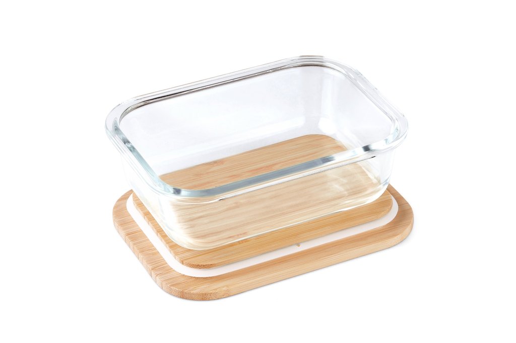 Glass Storage Container |1050ml with Bamboo Lid, Food Container | Perfect for storing Food in the Fridge and Microwaving |  - BPA free, Micro Plastic Free | Eco Friendly