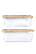 Load image into Gallery viewer, Purely Mama Bamboo Lid Glass Containers Set of 2 Airtight Food Storage, 370ml and 640ml, Plastic Free, BPA Free, Microplastic Safe
