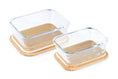 Load image into Gallery viewer, Purely Mama Bamboo Lid Glass Containers Set of 2 Airtight Food Storage, 370ml and 640ml, Plastic Free, BPA Free, Microplastic Safe
