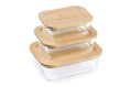 Load image into Gallery viewer, Purely Mama Bamboo Lid Glass Containers Set of 3 Airtight Food Storage, 370ml 640ml 1050ml, Plastic Free, BPA Free, Microplastic Safe
