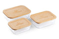 Load image into Gallery viewer, Purely Mama Bamboo Lid Glass Containers Set of 3 Airtight Food Storage, 370ml 640ml 1050ml, Plastic Free, BPA Free, Microplastic Safe
