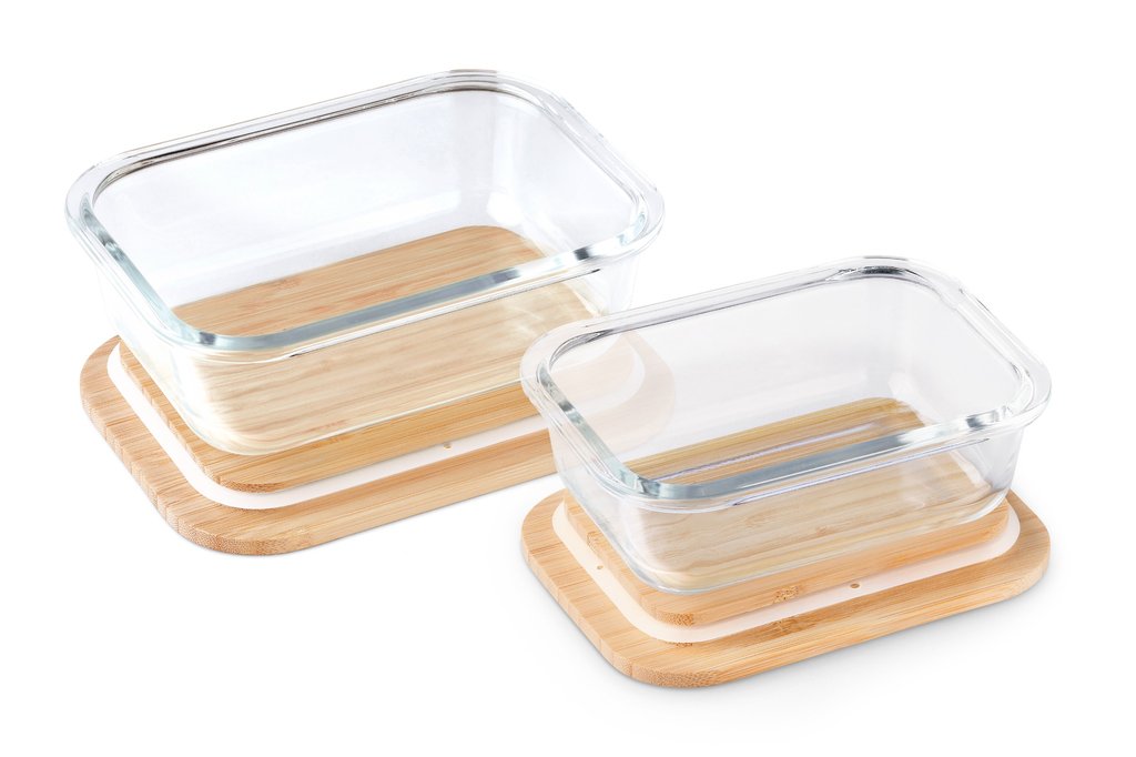 Purely Mama Bamboo Lid Glass Containers Set of 2 | Airtight Borosilicate Storage for Kitchen, Fridge & Oven | 1050ml & 1520ml | Plastic Free, Leakproof, Meal Prep & Microplastic Safe