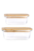 Load image into Gallery viewer, Purely Mama Bamboo Lid Glass Containers Set of 2 | Airtight Borosilicate Storage for Kitchen, Fridge & Oven | 1050ml & 1520ml | Plastic Free, Leakproof, Meal Prep & Microplastic Safe
