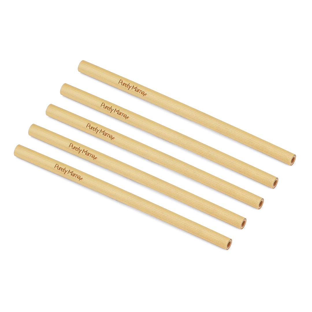 Set of 5 Bamboo Straws – 10cm & 15cm