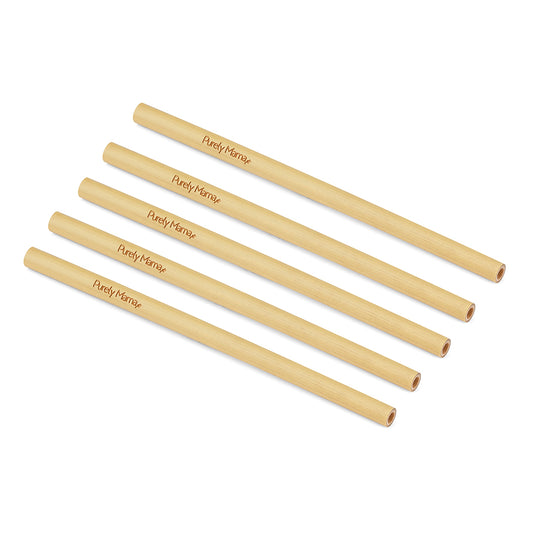 Set of 5 Bamboo Straws – 10cm & 15cm